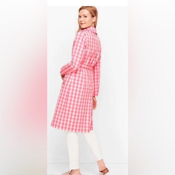 Ann Taylor Pink Checkered Trench Coat - Picture 2 of 2